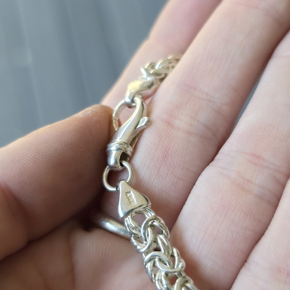 925 Silver Byzantine Necklace 20" - Picture 3 of 3